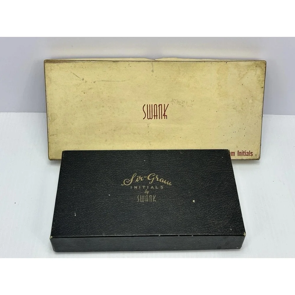 Vintage Swank Jewelry Aristo‎ Gram & Sit Gram Initials MCM Cuff Links Tie Clips